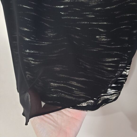 Frank Lyman Size 6 Small Black Grey Layered Asymmetrical Beaded Scoop Neck Top - Picture 3 of 11